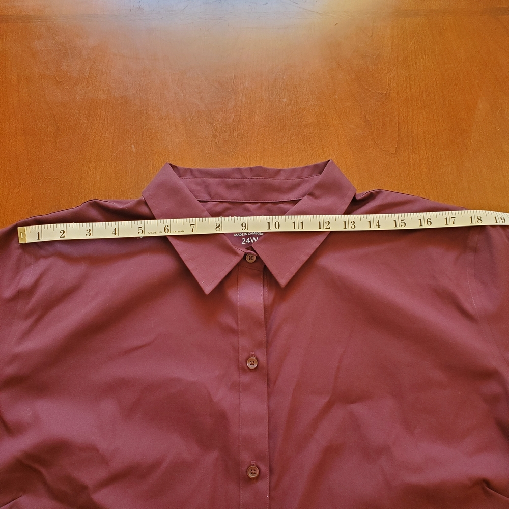 NWOT Coldwater Creek Women's Maroon Color Button Down Shirt - Picture 6 of 8